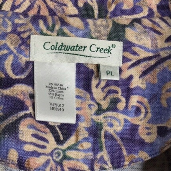 COLDWATER CREEK Floral Linen Blend Jacket in Purple/Cream Size PETITE Large - Picture 6 of 6